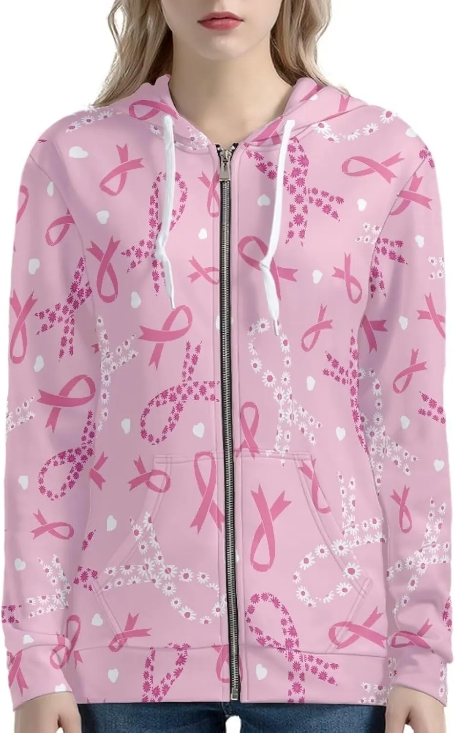 Novelty Print Zip Up Hoodies Long Sleeve Hooded Graphic Sweatshirt Jacket with Pocket