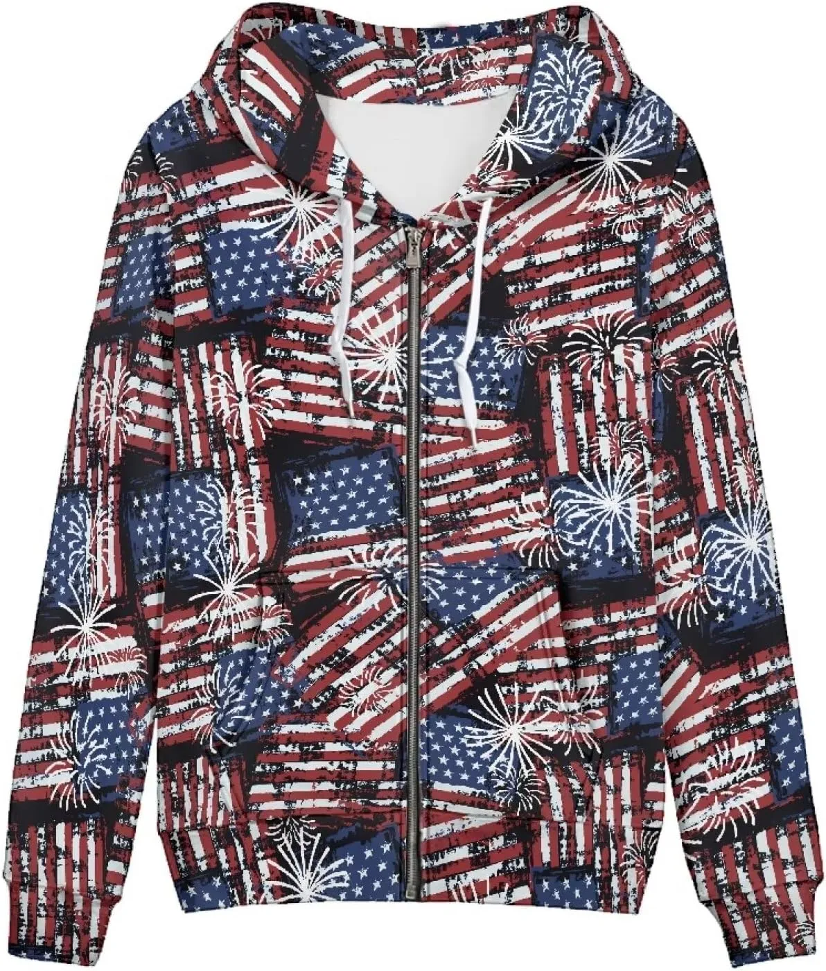 Novelty Print Zip Up Hoodies Long Sleeve Hooded Graphic Sweatshirt Jacket with Pocket