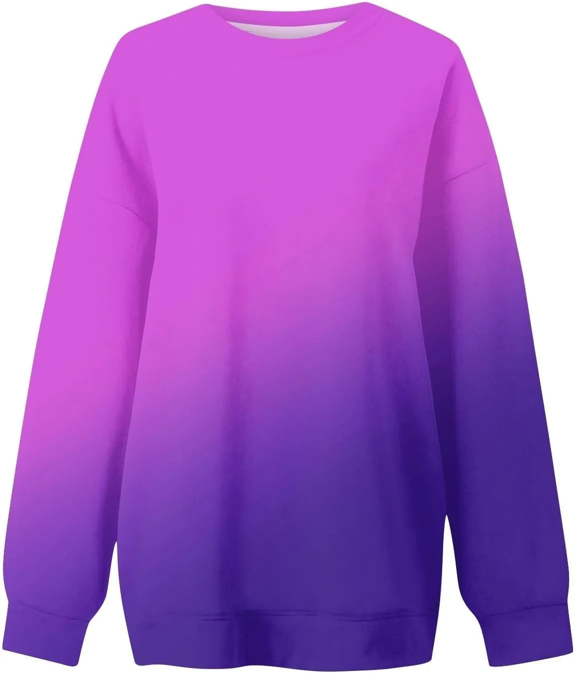 Oversized Sweatshirt for Women Gradient Color Tie-Dye Print Casual Crewneck Sweater Tops Loose Fit Long Sleeve Clothes