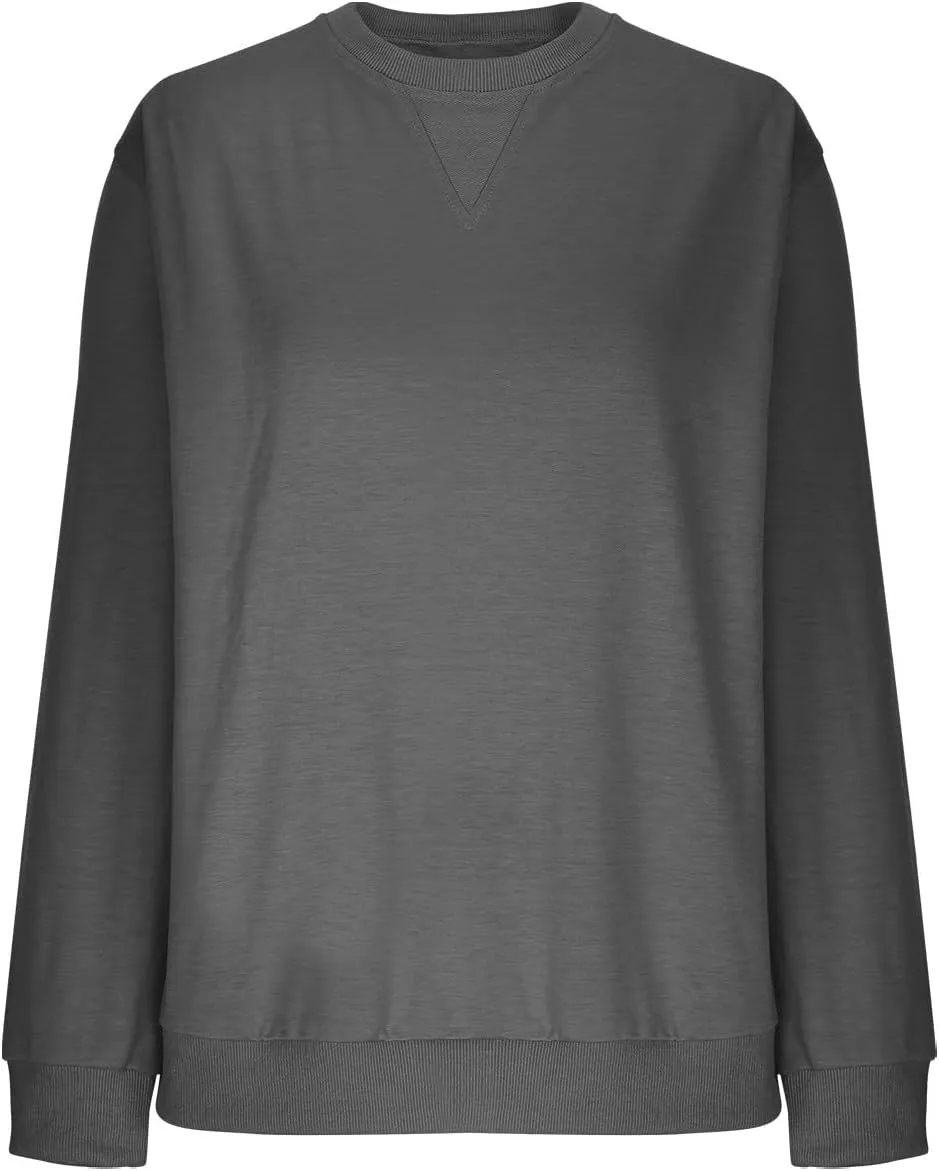 Oversized Sweatshirt for Women Long Sleeve 2024 Fashion Fall Pullover Top Fleece Tunics Sweaters Solid Colour Top