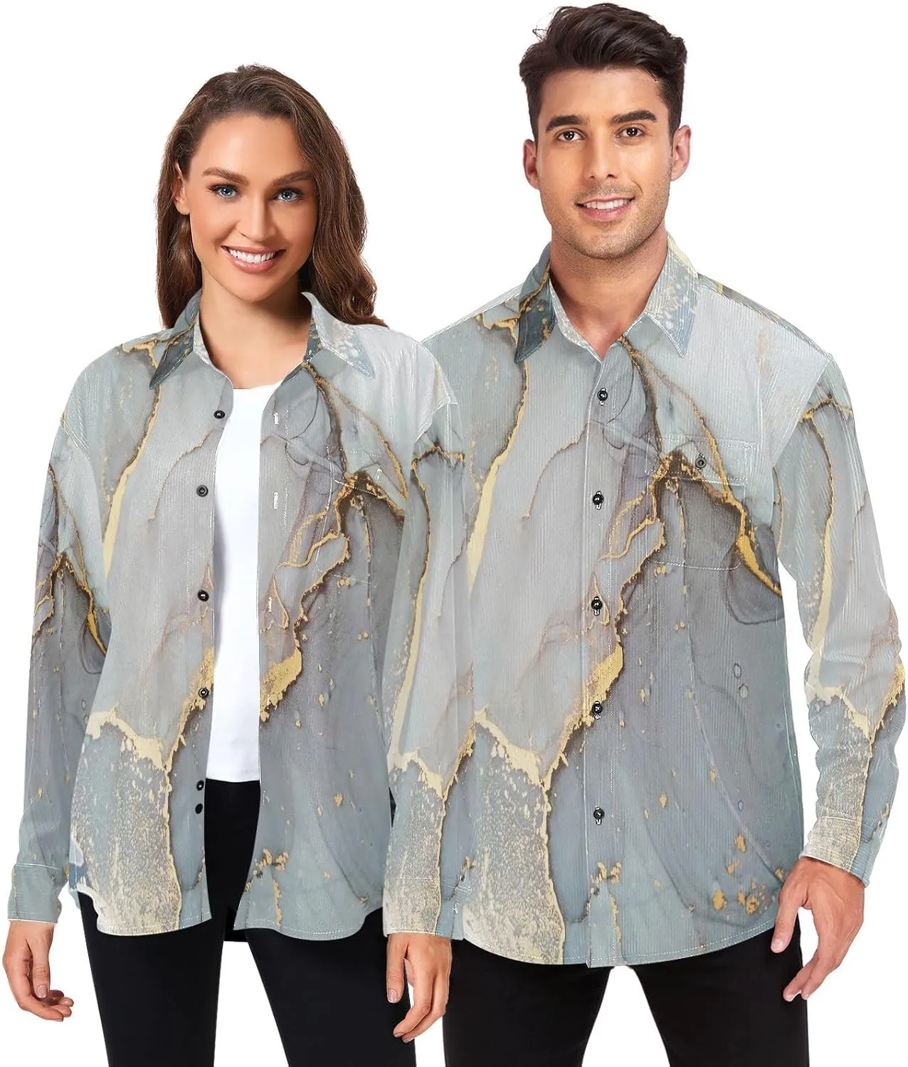 Oyihfvs Men's Long Sleeve Shirts, Women's Long Sleeve Shirts, Button Down Shirt (S-XXL)