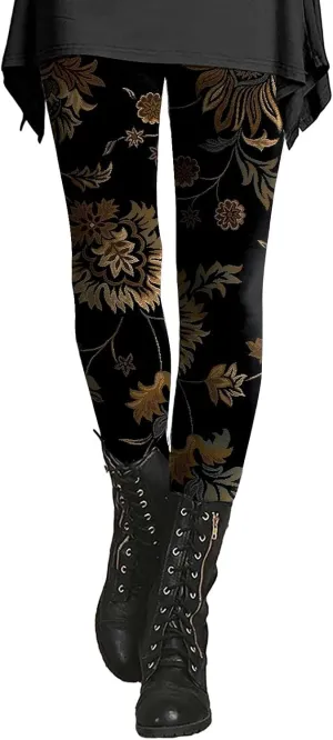 Patterned Cotton Leggings for Women Capri Soft Cotton Leggings High Waisted Women Compression Leggings