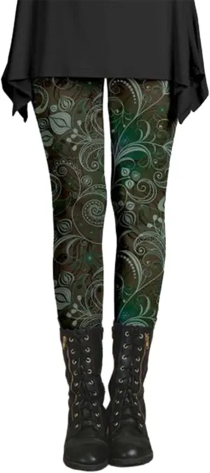Patterned Cotton Leggings for Women Capri Soft Cotton Leggings High Waisted Women Compression Leggings