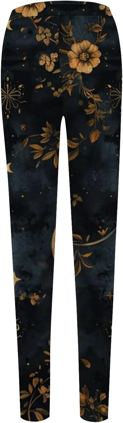 Patterned Cotton Leggings for Women Capri Soft Cotton Leggings High Waisted Women Compression Leggings