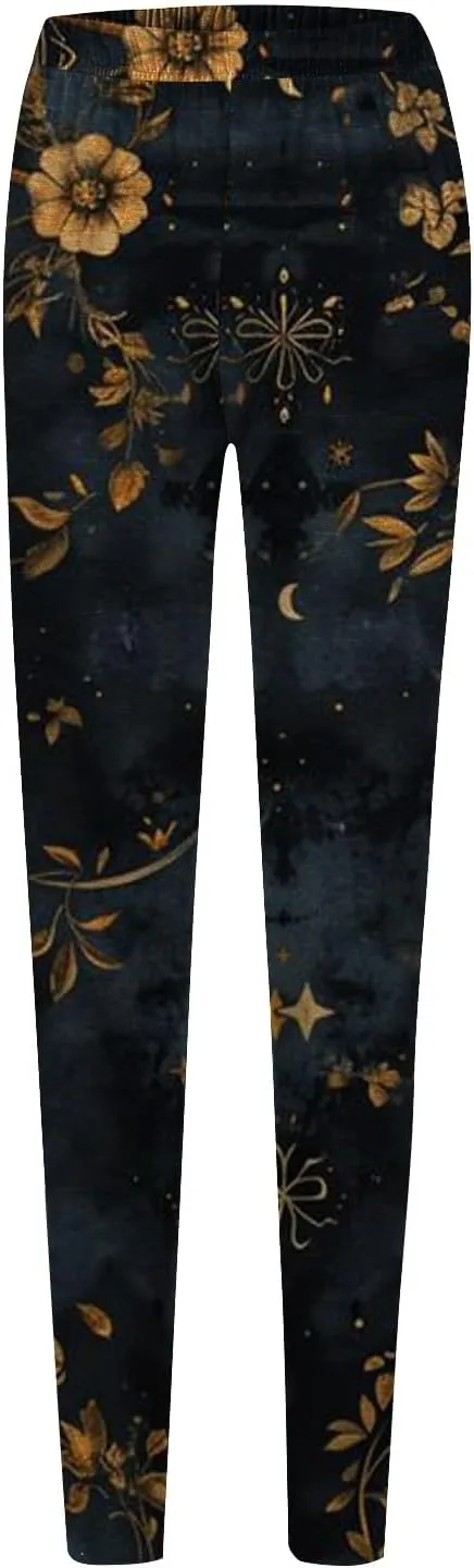 Patterned Cotton Leggings for Women Capri Soft Cotton Leggings High Waisted Women Compression Leggings