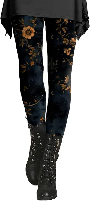Patterned Cotton Leggings for Women Capri Soft Cotton Leggings High Waisted Women Compression Leggings