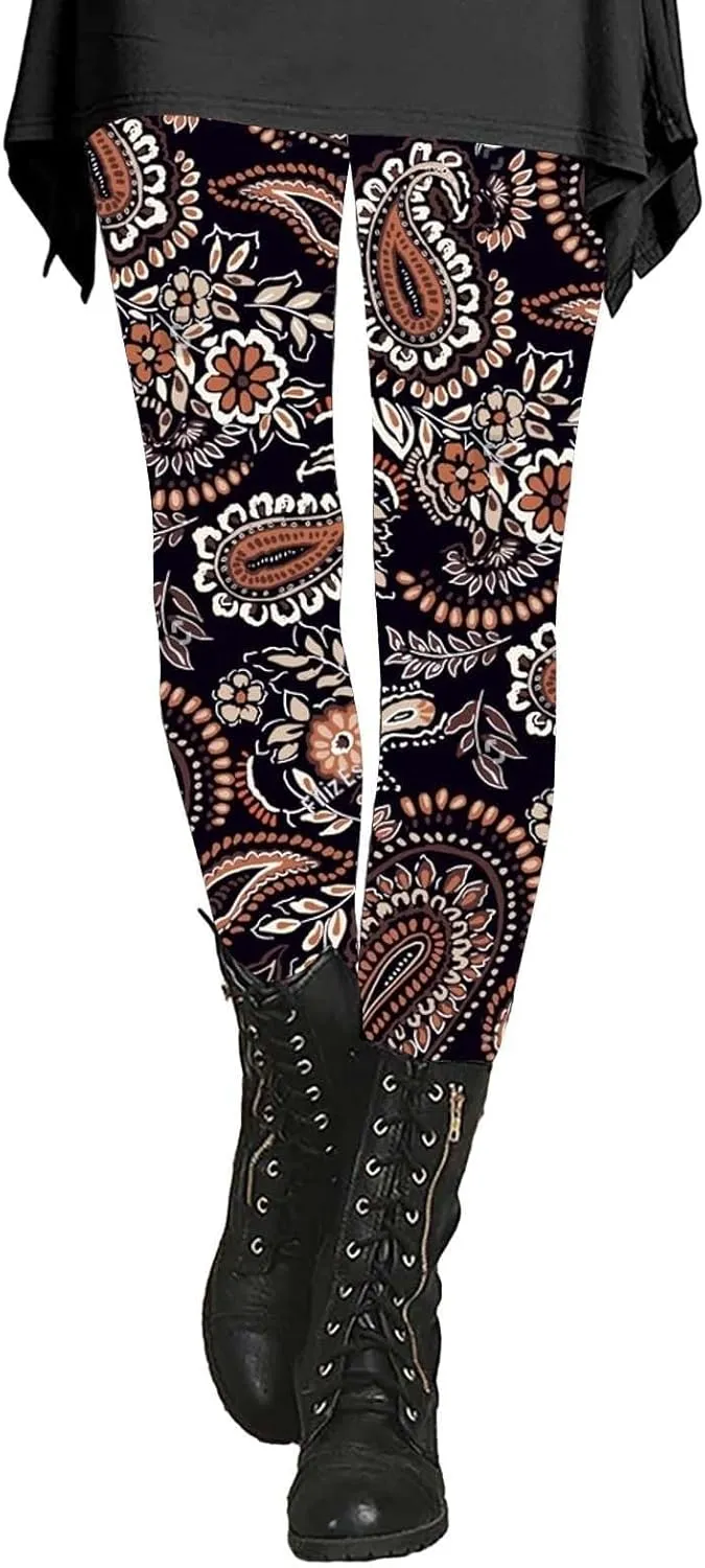 Patterned Exercise Leggings for Women with Pockets Compression Workout Leggings Women Womans Leggings