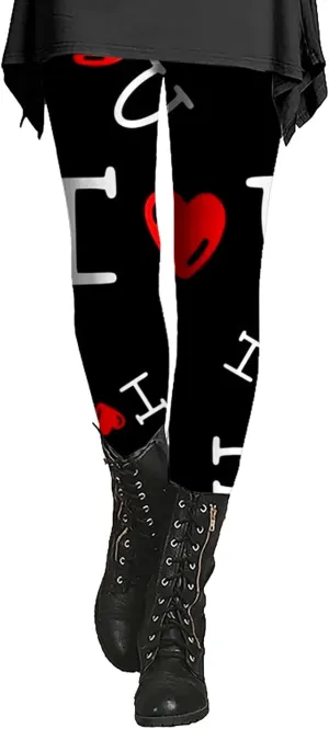 Plus Size Flannel Leggings for Women Purple Valentines Day Leggings Leggings Soft Pockets