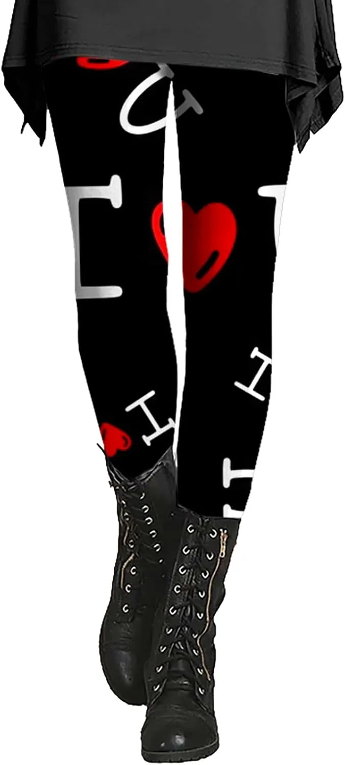 Plus Size Flannel Leggings for Women Purple Valentines Day Leggings Leggings Soft Pockets