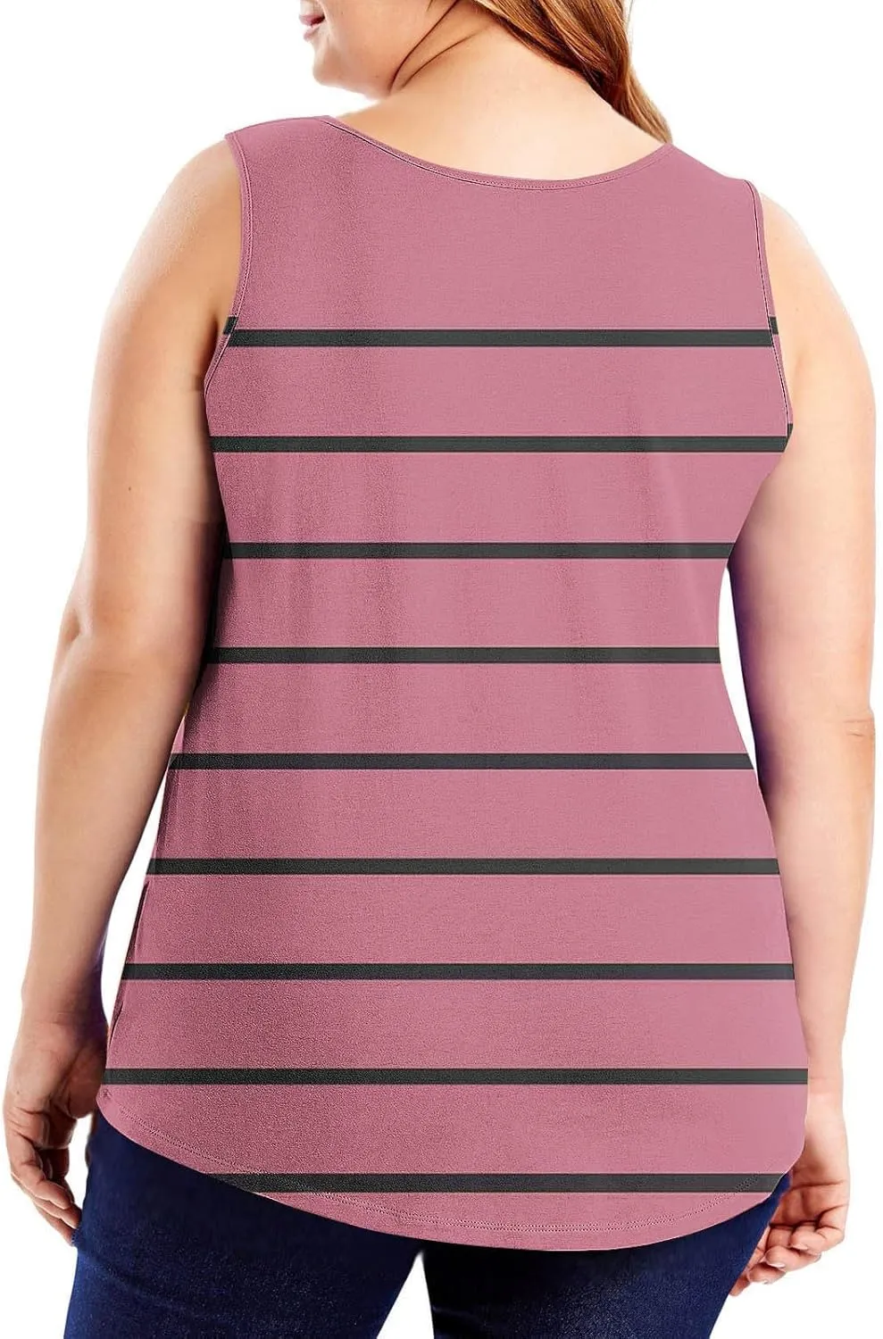 Plus Size Tank Tops for Women Basic Crew Neck Sleeveless Top Loose Lightweight Blouses Gradient Solid Fashion Tee Shirts