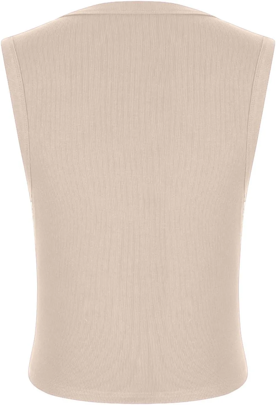 Ribbed Kint Tank Tops for Women Summer Button Front Sleeveless Cropped Shirts Casual Sexy Slim Fit Going Out Blouse