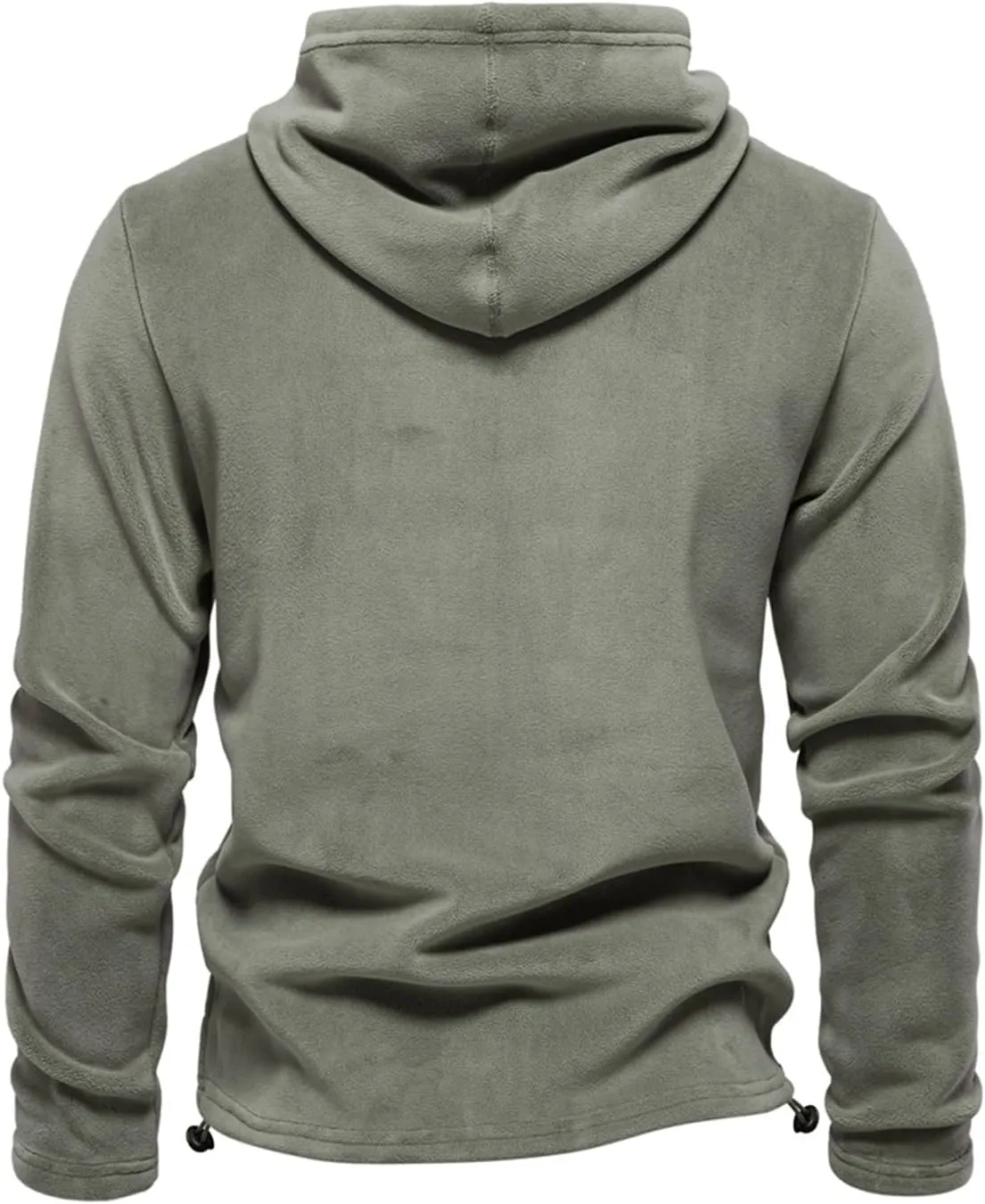 RINTONIX Men Long Sleeve Solid Stitching Striped Drawstring Fleece Pullover Hodoies Thermal Polar Fleece Hooded Jacket