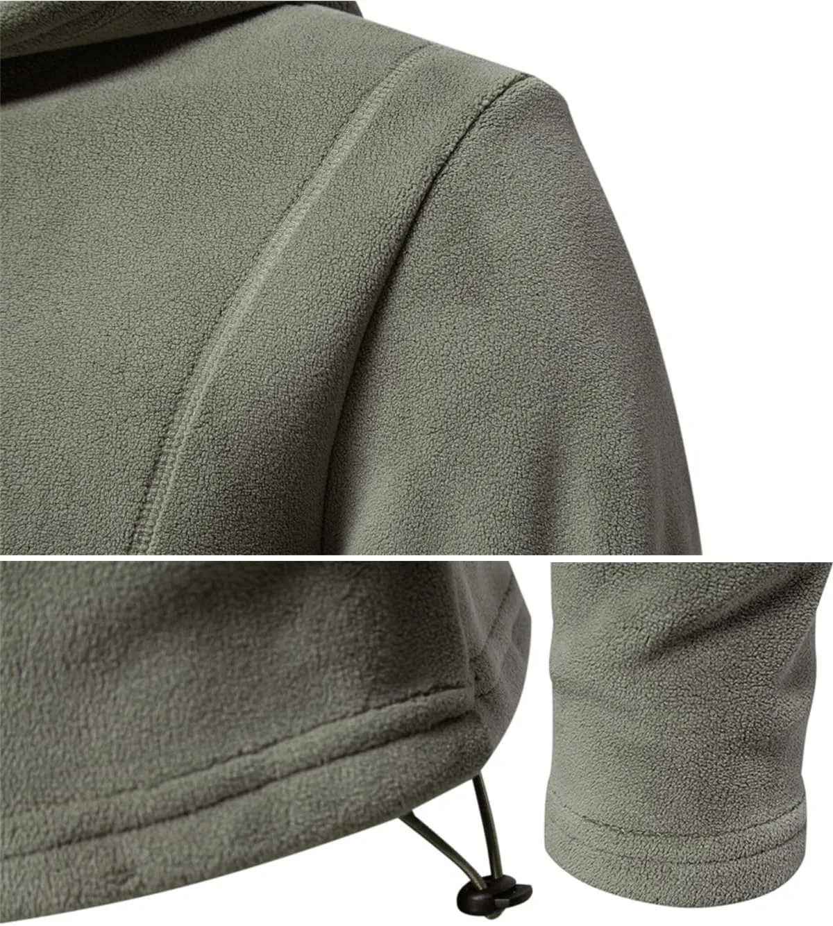 RINTONIX Men Long Sleeve Solid Stitching Striped Drawstring Fleece Pullover Hodoies Thermal Polar Fleece Hooded Jacket