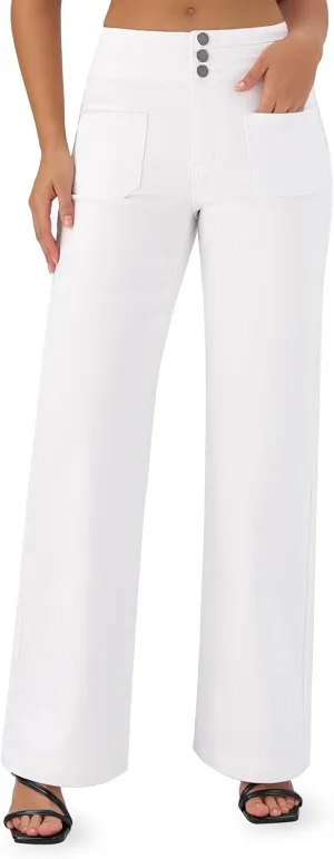 roswear Wide Leg Jeans Woman High Waist Stretchy Loose Denim Pants