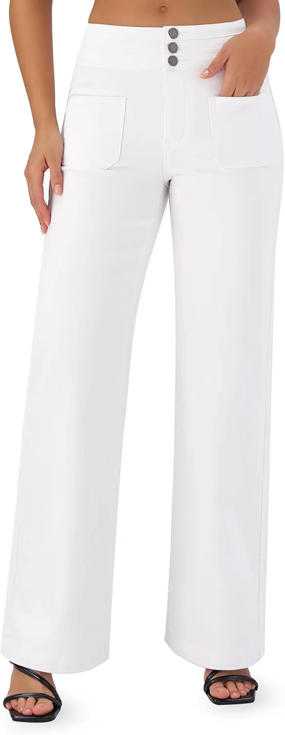 roswear Wide Leg Jeans Woman High Waist Stretchy Loose Denim Pants