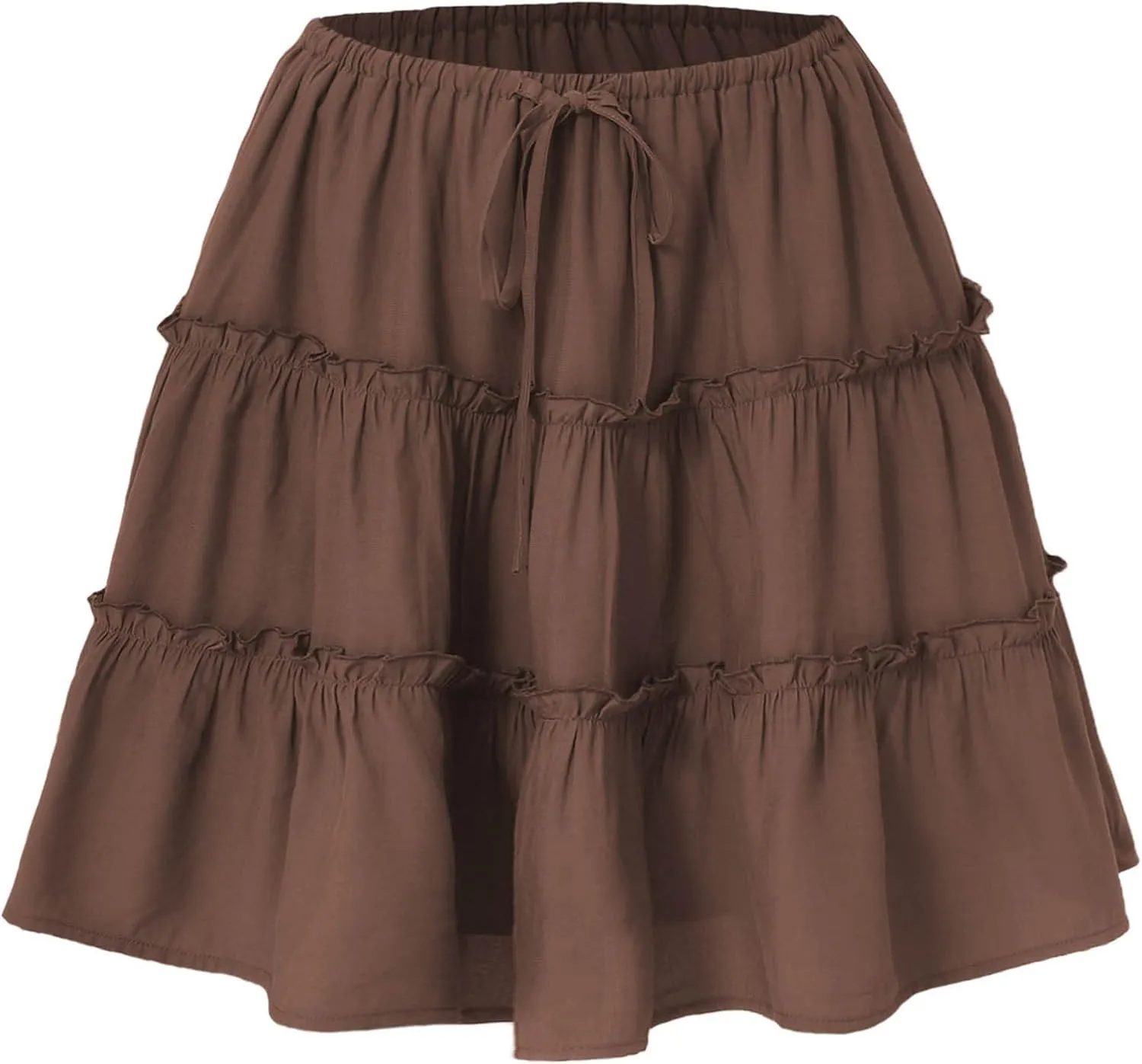 Ruffle High Waist Mini Skirt for Women Stretchy Lightweight Layered Solid Short Skirts Swing Casual Beach Shorts