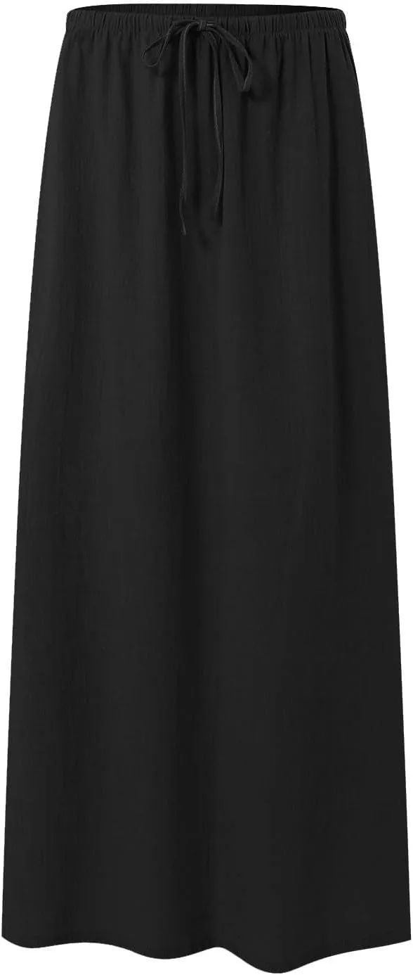 Rvidbe Maxi Skirts for Women 2025 Summer Comfy Drawstring Waist A Line Skirts Cute Vacation Boho Long Flowy Beach Skirts