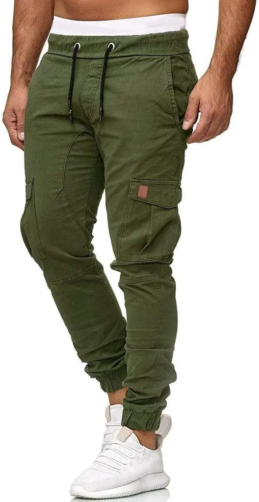 sdbrld Cargo Pants For Men Mens Cargo Pants Solid Drawstring Sport Jogger Cargo Pants Outdoor Trendy Hiking Trousers Panrts