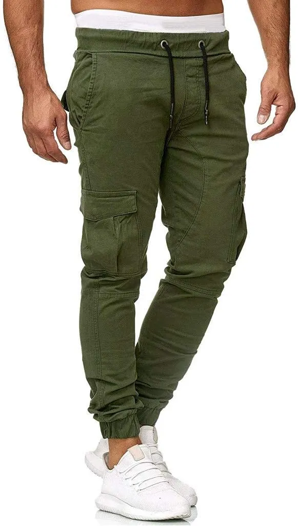 sdbrld Cargo Pants For Men Mens Cargo Pants Solid Drawstring Sport Jogger Cargo Pants Outdoor Trendy Hiking Trousers Panrts