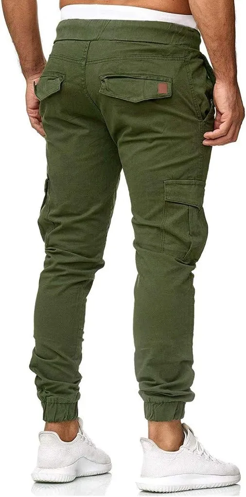 sdbrld Cargo Pants For Men Mens Cargo Pants Solid Drawstring Sport Jogger Cargo Pants Outdoor Trendy Hiking Trousers Panrts