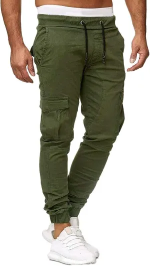 sdbrld Cargo Pants For Men Mens Cargo Pants Solid Drawstring Sport Jogger Cargo Pants Outdoor Trendy Hiking Trousers Panrts