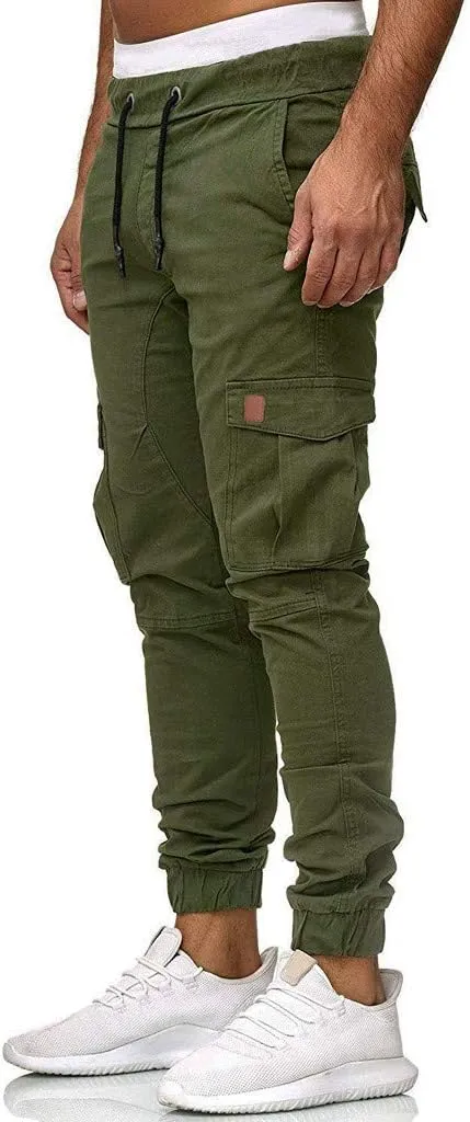 sdbrld Cargo Pants For Men Mens Cargo Pants Solid Drawstring Sport Jogger Cargo Pants Outdoor Trendy Hiking Trousers Panrts