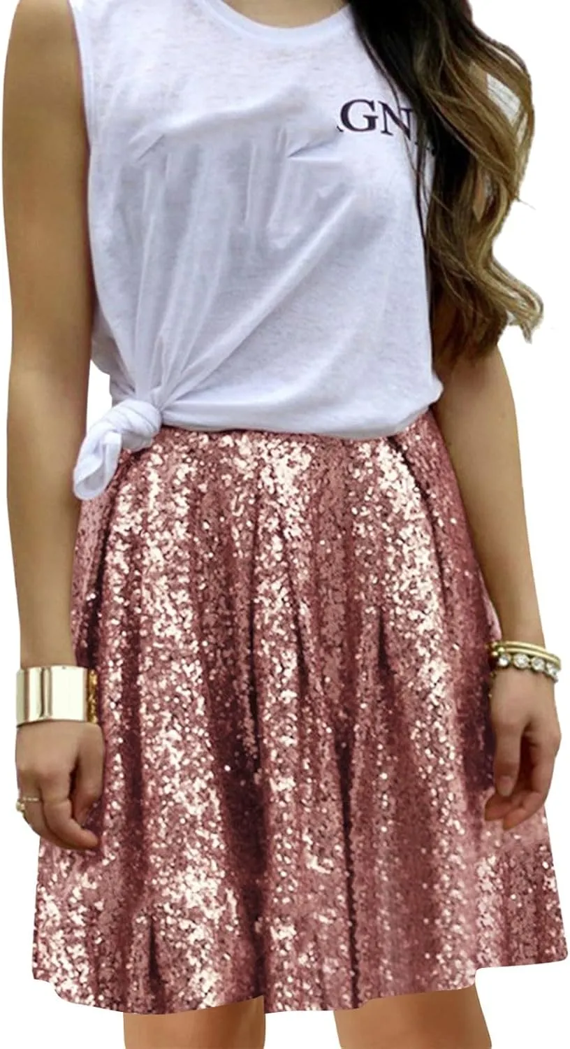 Sequin Skirt for Women Sparkly Glitter Mini Skirt Latin Women Dance Sexy Sparkly Skirt Shiny Skirt Night Black