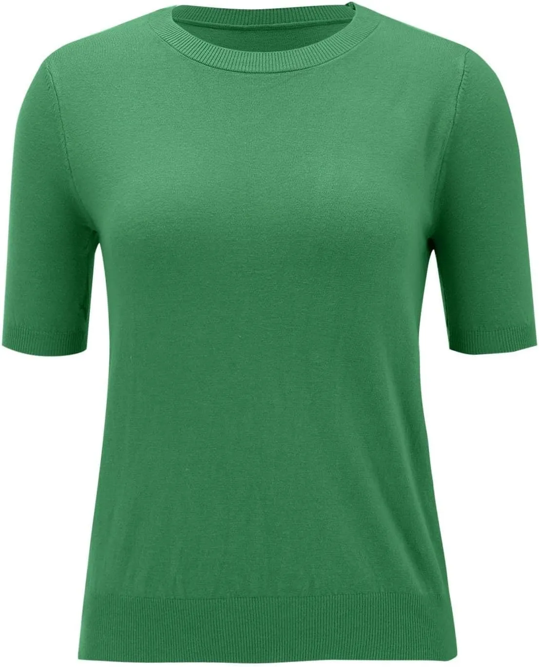 Short Sleeve Shirts for Women Trendy 2025 Crew Neck Sweater Cute Spring Casual Comfy Cashmere Sweaters Tunic Pullover