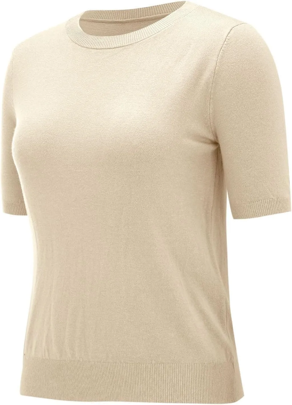 Short Sleeve Shirts for Women Trendy 2025 Crew Neck Sweater Cute Spring Casual Comfy Cashmere Sweaters Tunic Pullover