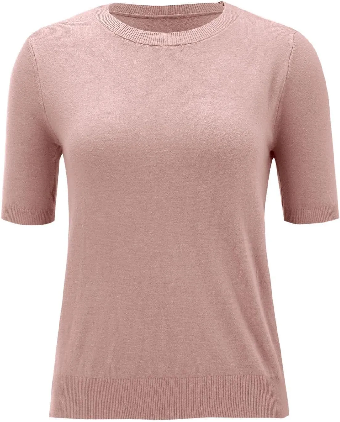 Short Sleeve Shirts for Women Trendy 2025 Crew Neck Sweater Cute Spring Casual Comfy Cashmere Sweaters Tunic Pullover