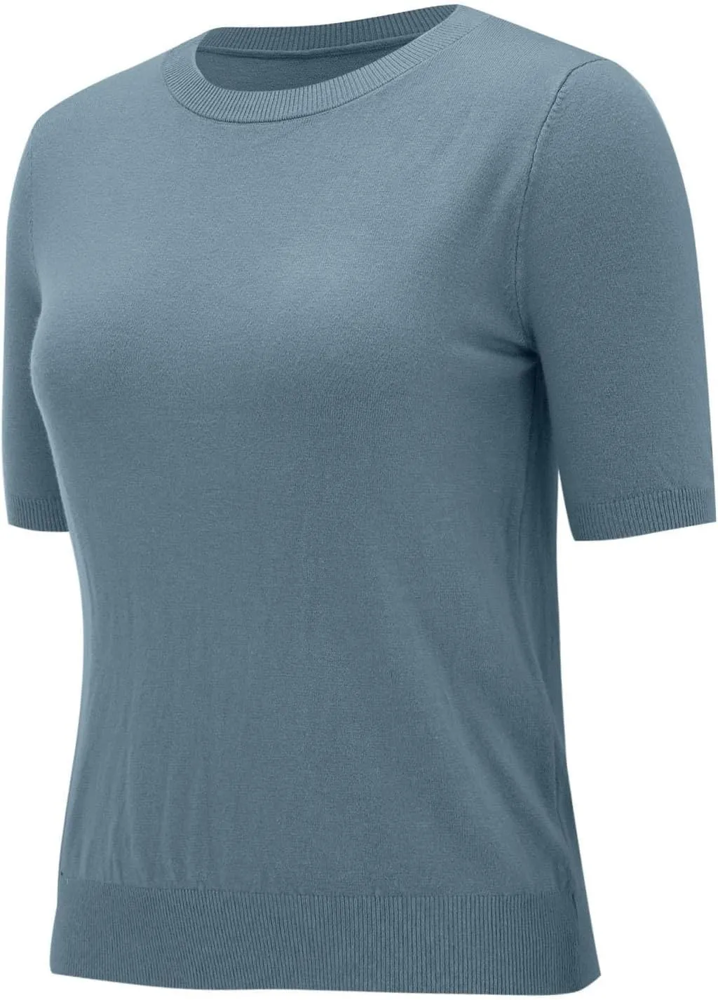 Short Sleeve Shirts for Women Trendy 2025 Crew Neck Sweater Cute Spring Casual Comfy Cashmere Sweaters Tunic Pullover