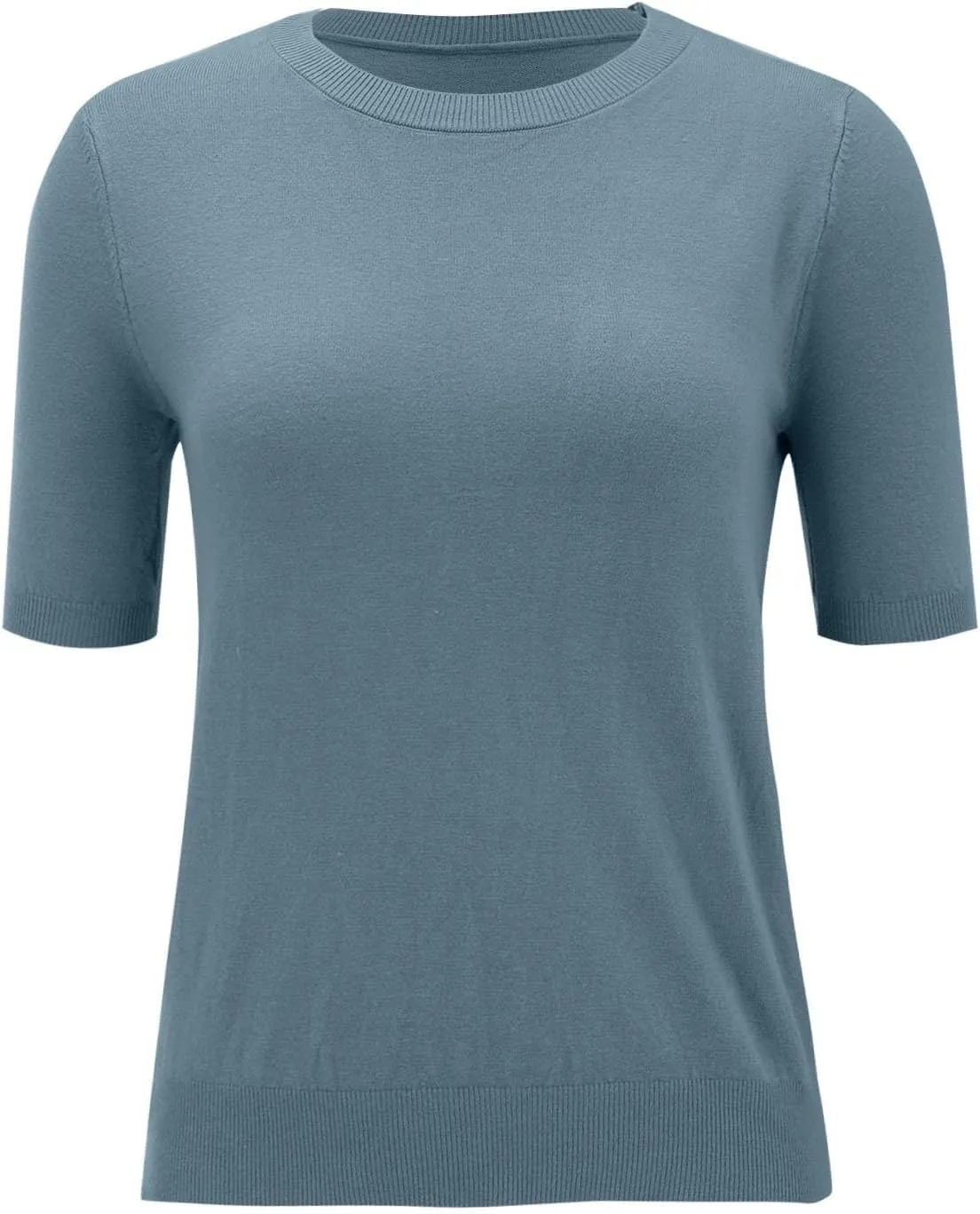 Short Sleeve Shirts for Women Trendy 2025 Crew Neck Sweater Cute Spring Casual Comfy Cashmere Sweaters Tunic Pullover