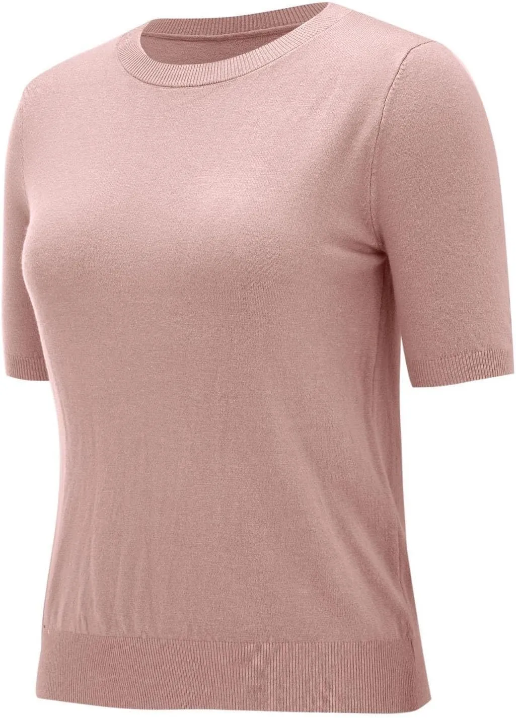 Short Sleeve Shirts for Women Trendy 2025 Crew Neck Sweater Cute Spring Casual Comfy Cashmere Sweaters Tunic Pullover