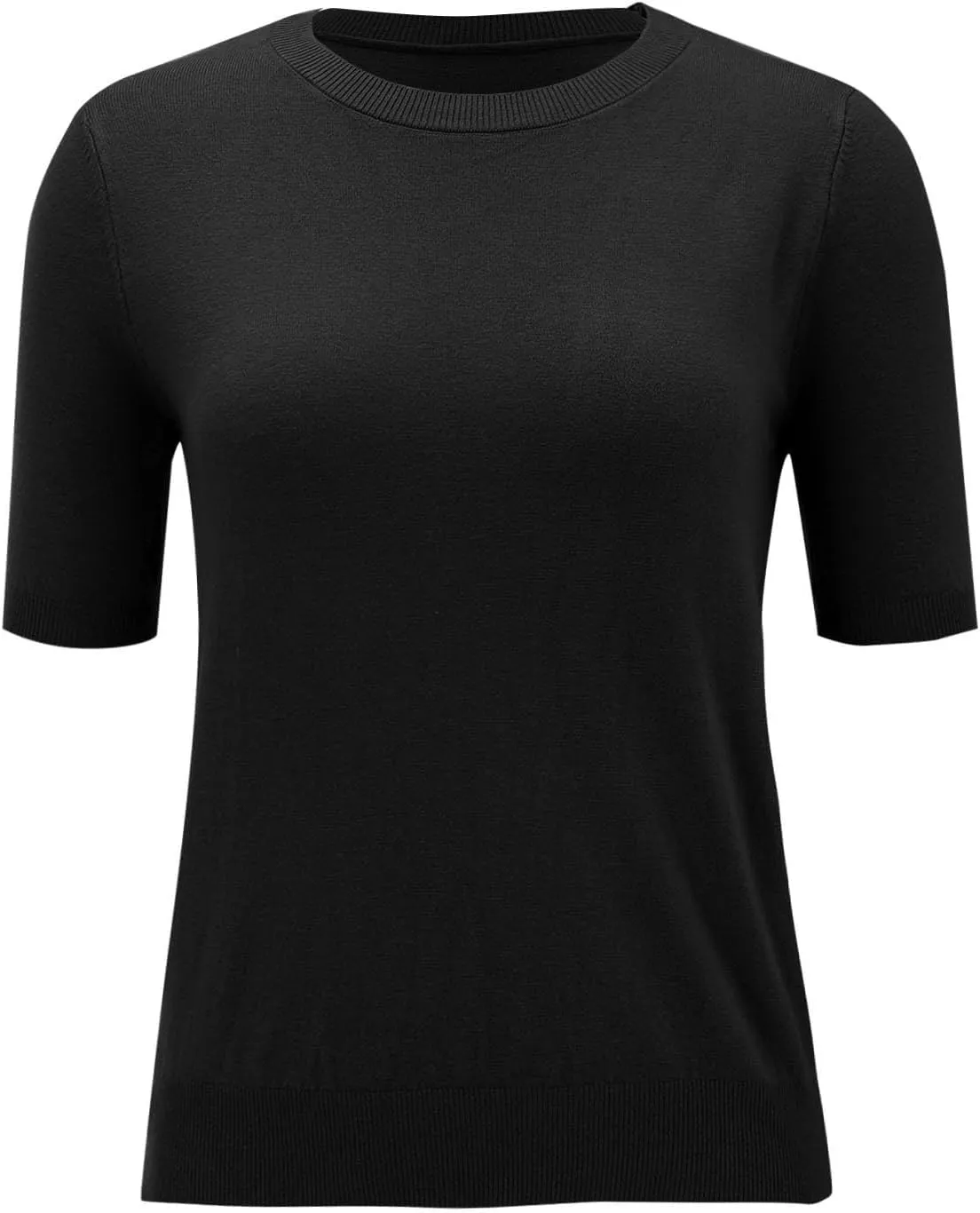 Short Sleeve Shirts for Women Trendy 2025 Crew Neck Sweater Cute Spring Casual Comfy Cashmere Sweaters Tunic Pullover