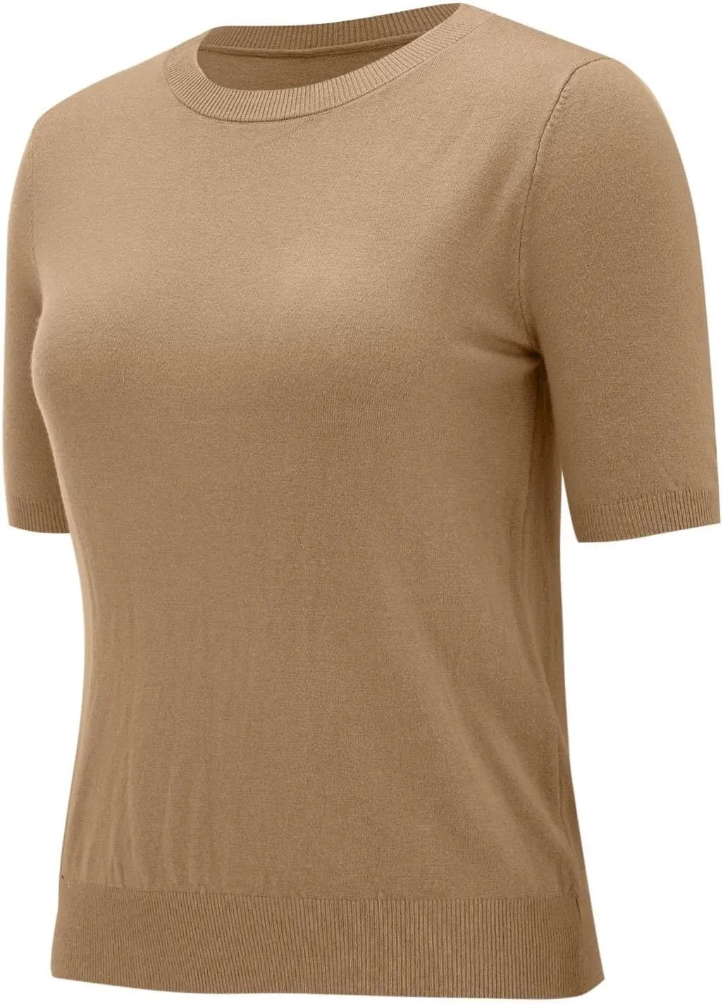 Short Sleeve Shirts for Women Trendy 2025 Crew Neck Sweater Cute Spring Casual Comfy Cashmere Sweaters Tunic Pullover