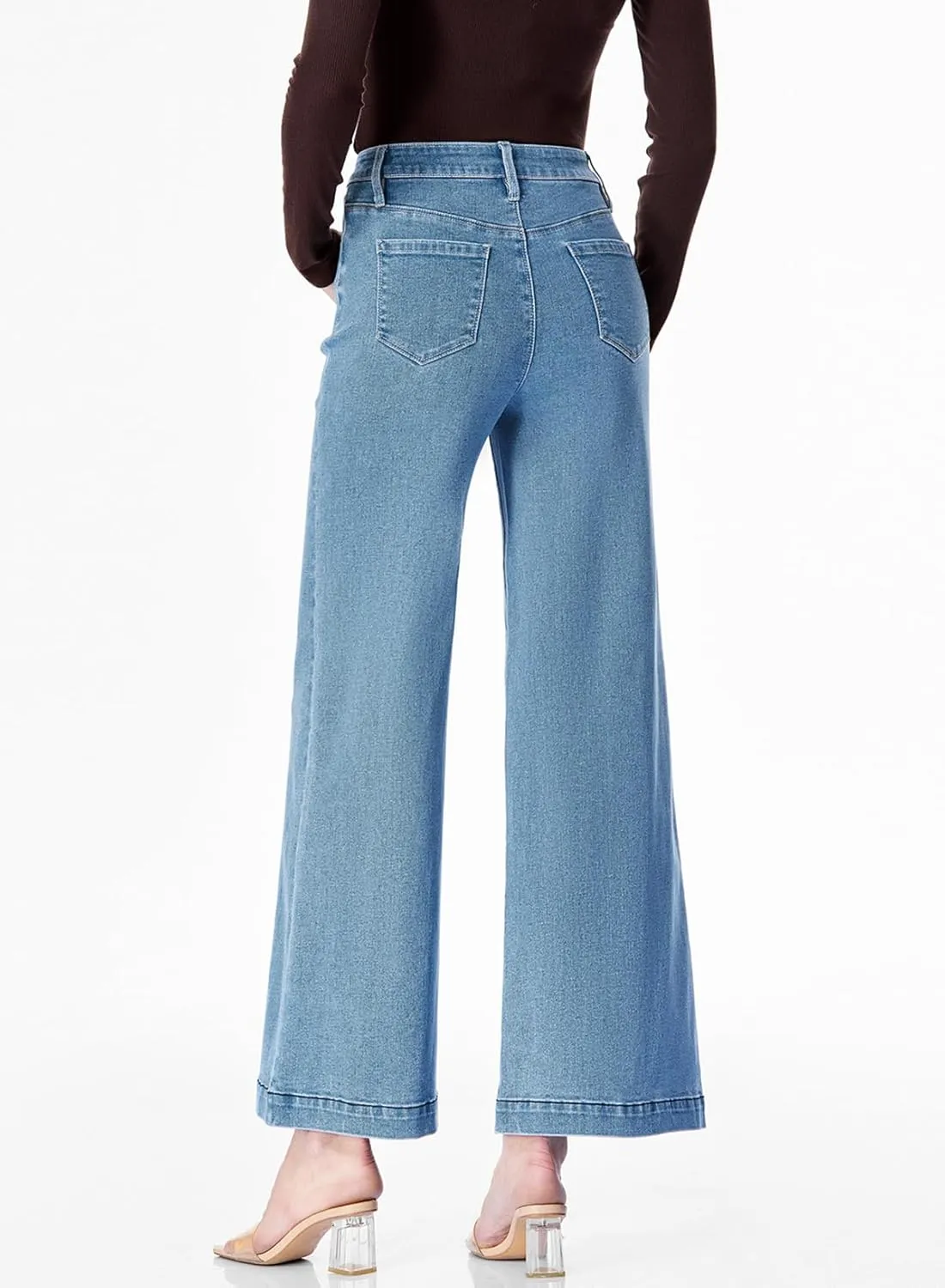 Sidefeel Women's Wide Leg Jeans High Waisted Stretchy Barrel Denim Pants