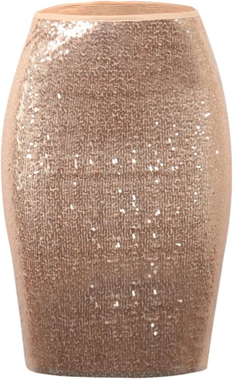 Skirts for Women Trendy Sequin High Elastic Waist Slim Fit Midi Length Pencil A-Line Skirts Fashion Clubwear