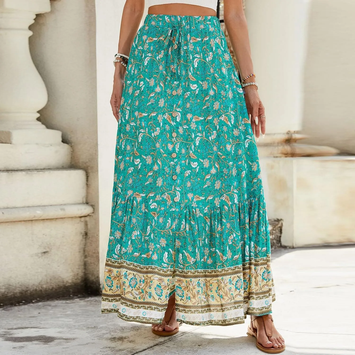 Skirts for Women,Semi Formal Long Boho Skirt Spring Summer Beach Vacation Flowy Maxi Skirts 2025 Trendy