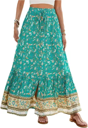 Skirts for Women,Semi Formal Long Boho Skirt Spring Summer Beach Vacation Flowy Maxi Skirts 2025 Trendy
