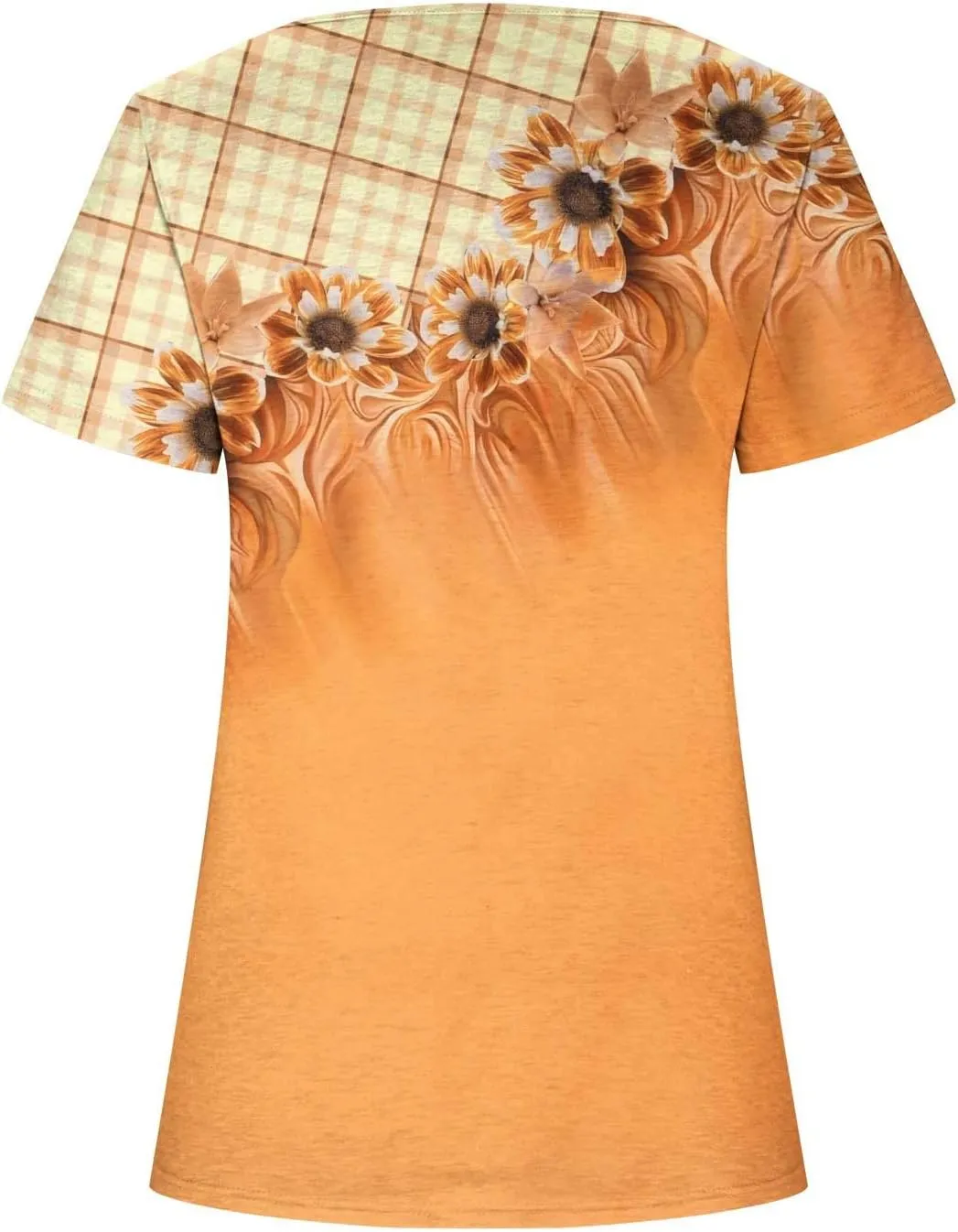 Square Neck Tops for Womens Dressy Tunic Tshirts Retro Floral Graphic Tees Summer Fashion Ladies Short Sleeve Blouse
