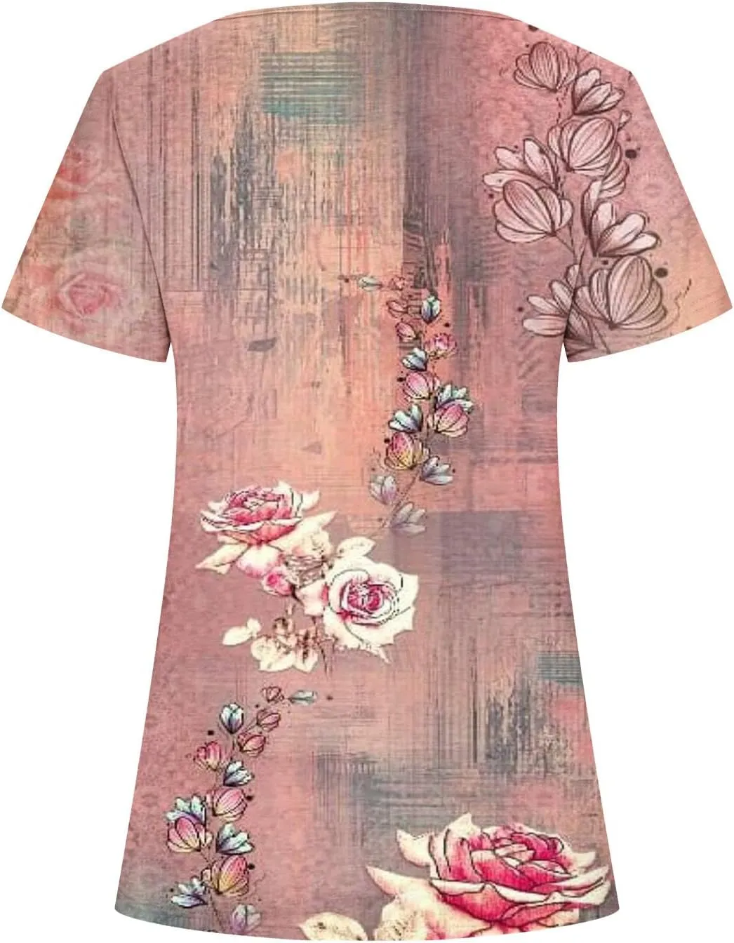Square Neck Tops for Womens Dressy Tunic Tshirts Retro Floral Graphic Tees Summer Fashion Ladies Short Sleeve Blouse