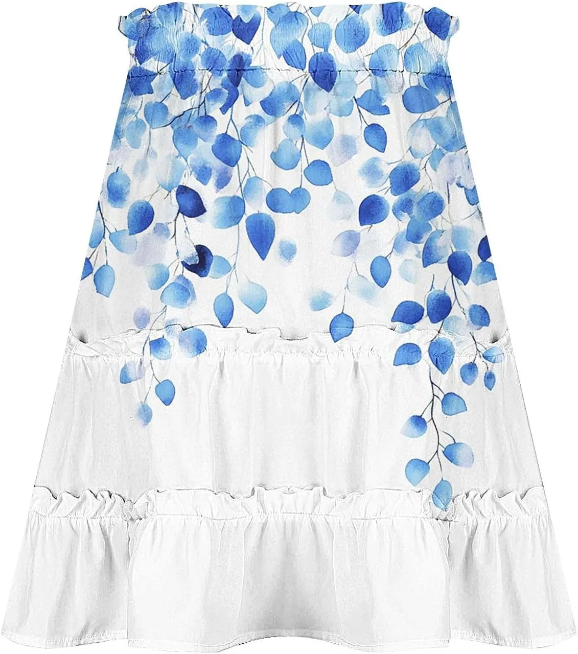 Summer Beach Mini Skirt for Women, Fashion Boho Floral Print Ruched Casual Skirts Tie Drawstring Vacation Trendy Clothes
