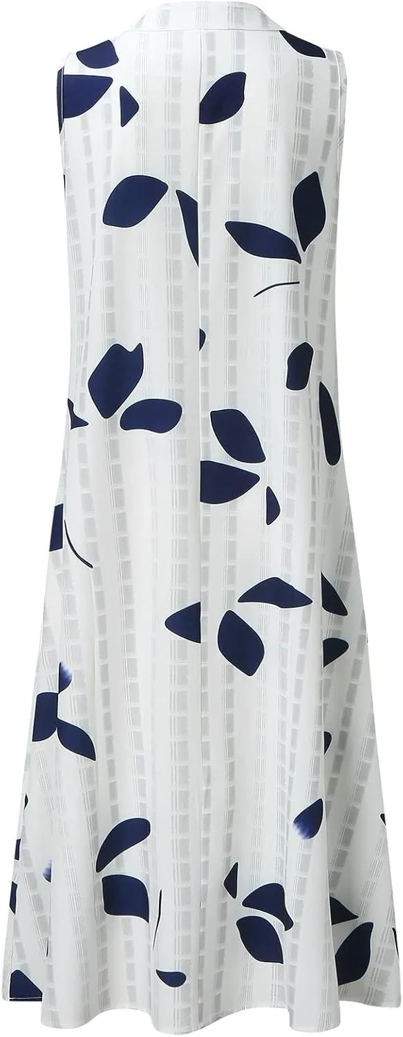 Summer Dresses for Women 2025, Casual Floral Midi Dress Button V Neck Short Sleeve Dresses A-line Boho Beach Sundress
