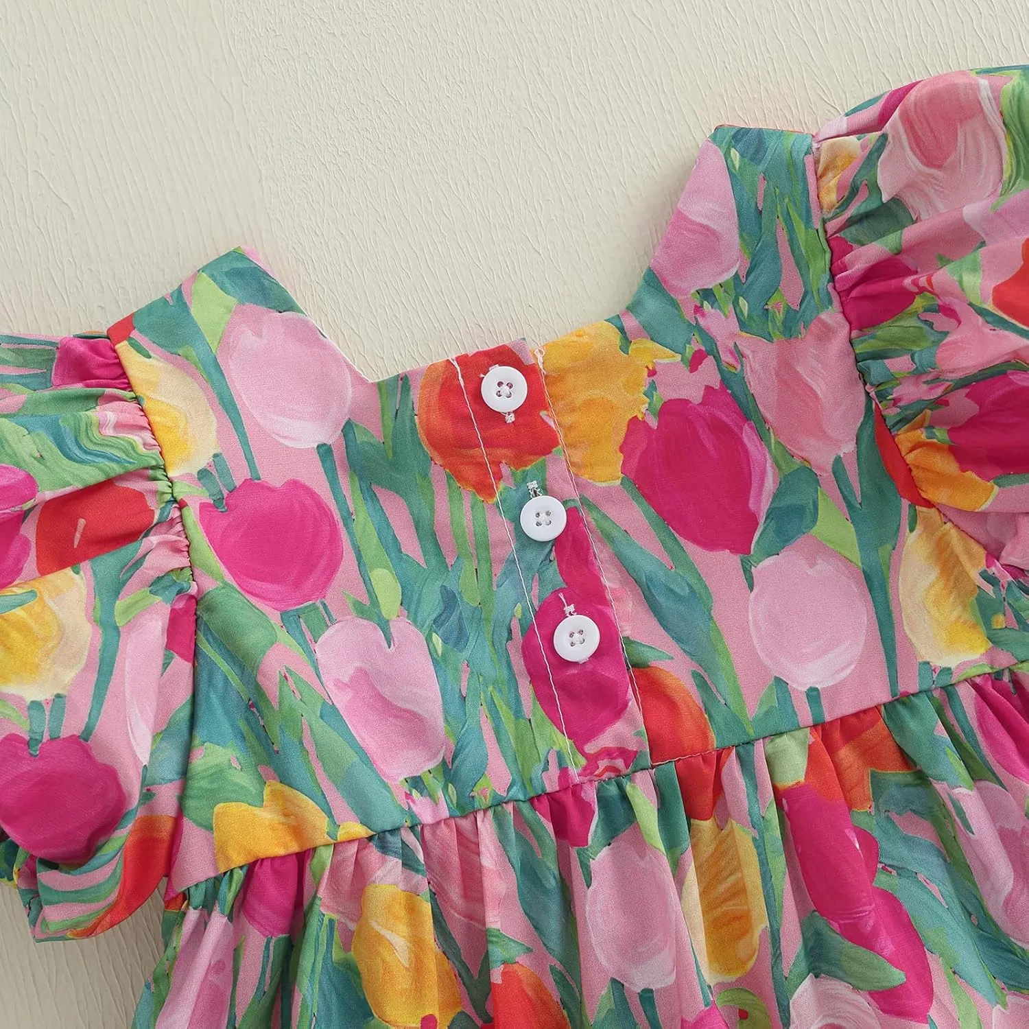 Summer Outfit Toddler Baby Girl Dress Tulip Bow Puff Short Sleeve Dresses Tunic Dress Summer Sundress Girls Casual Dress