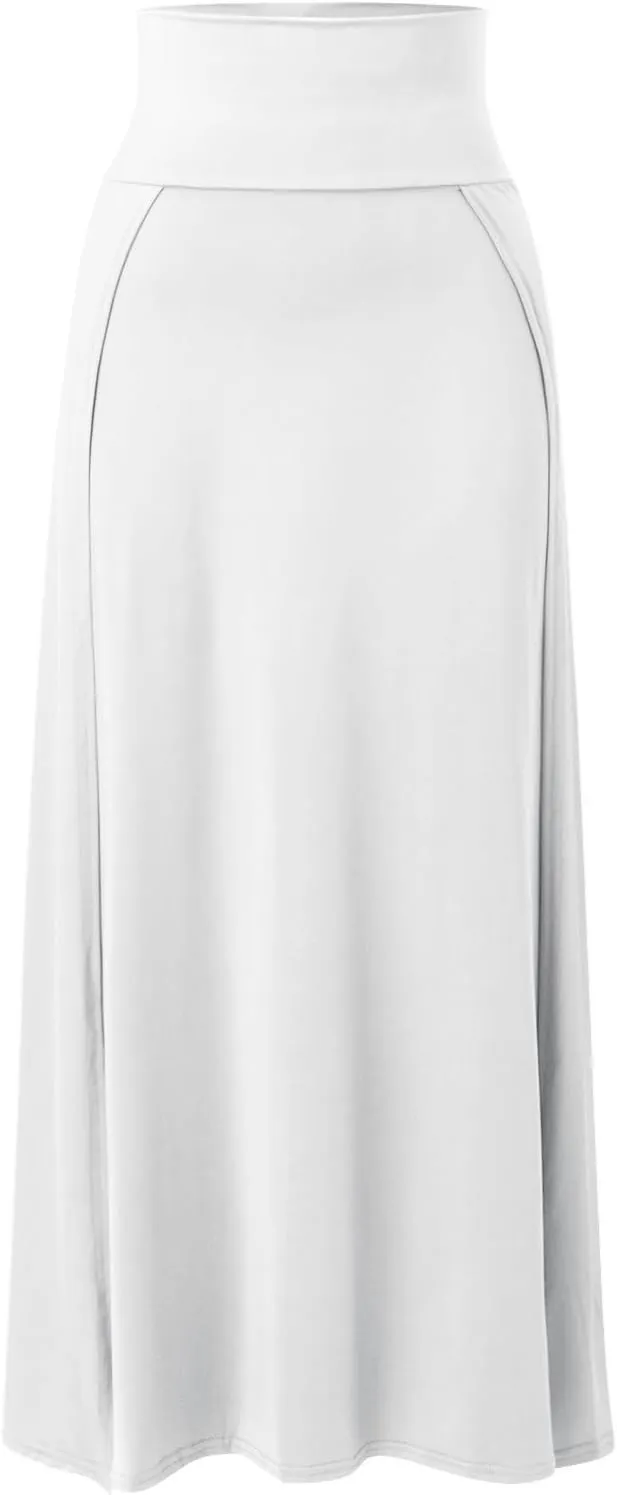 Summer Split Skirt For Women Elastic Waist Double High Split Wrap Flowy Long Skirt Solid Color Elegant Boho Dresses