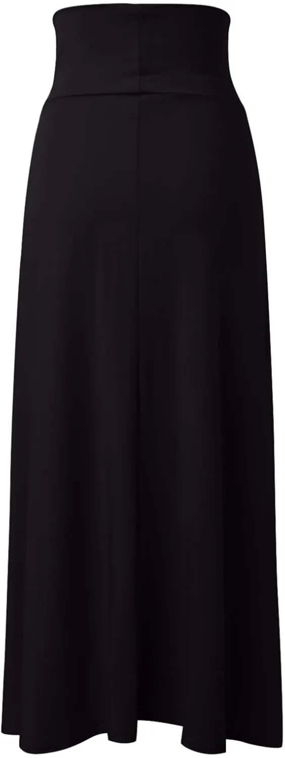 Summer Split Skirt For Women Elastic Waist Double High Split Wrap Flowy Long Skirt Solid Color Elegant Boho Dresses