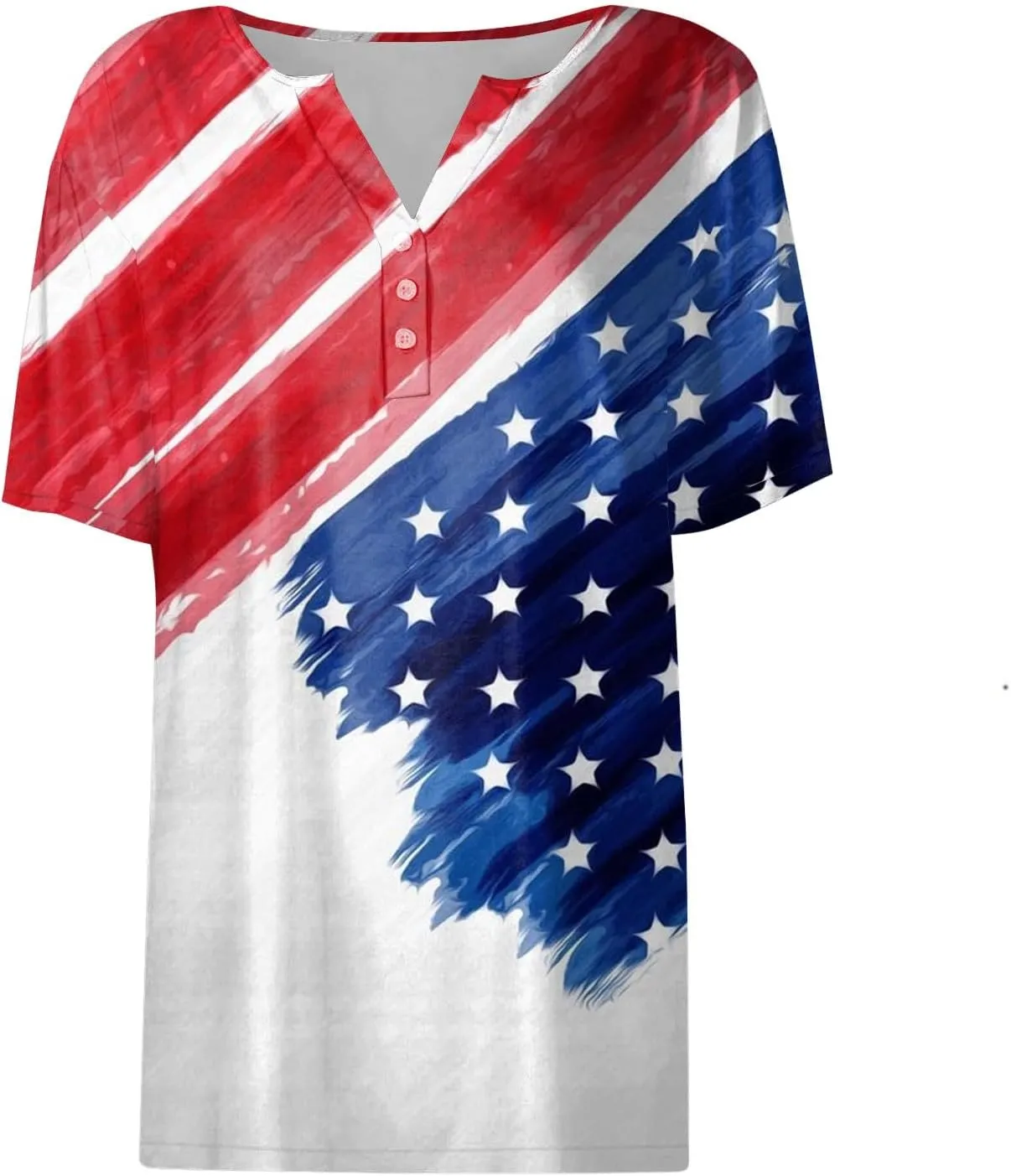 Summer Tops for Women 2025 Henley V Neck Short Sleeve Shirt Button Down Shirt Comfy Blouse Dressy Floral Printed