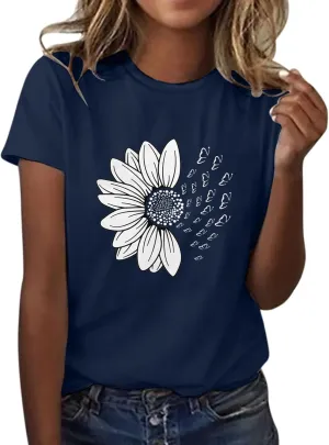 Summer Tops for Women 2025 Trendy Causal Tops Trendy Sunflower Graphic Tees Cute Garden Plant Lover Tshirts