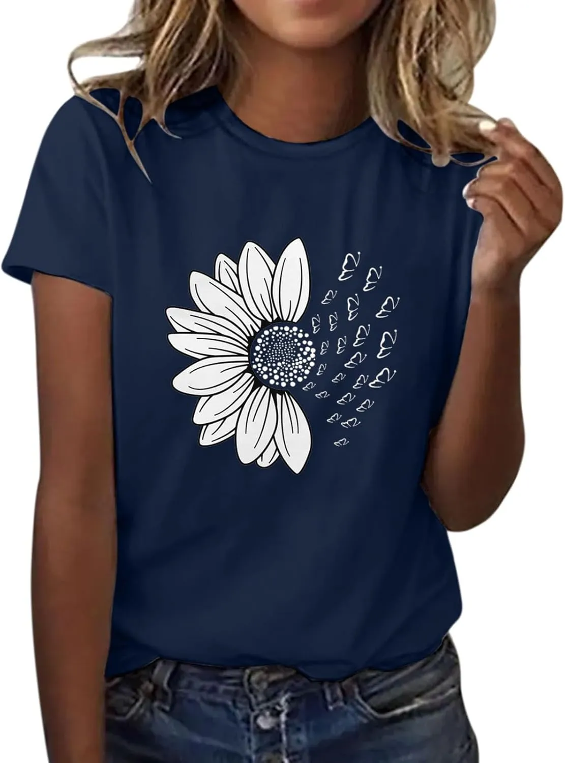 Summer Tops for Women 2025 Trendy Causal Tops Trendy Sunflower Graphic Tees Cute Garden Plant Lover Tshirts