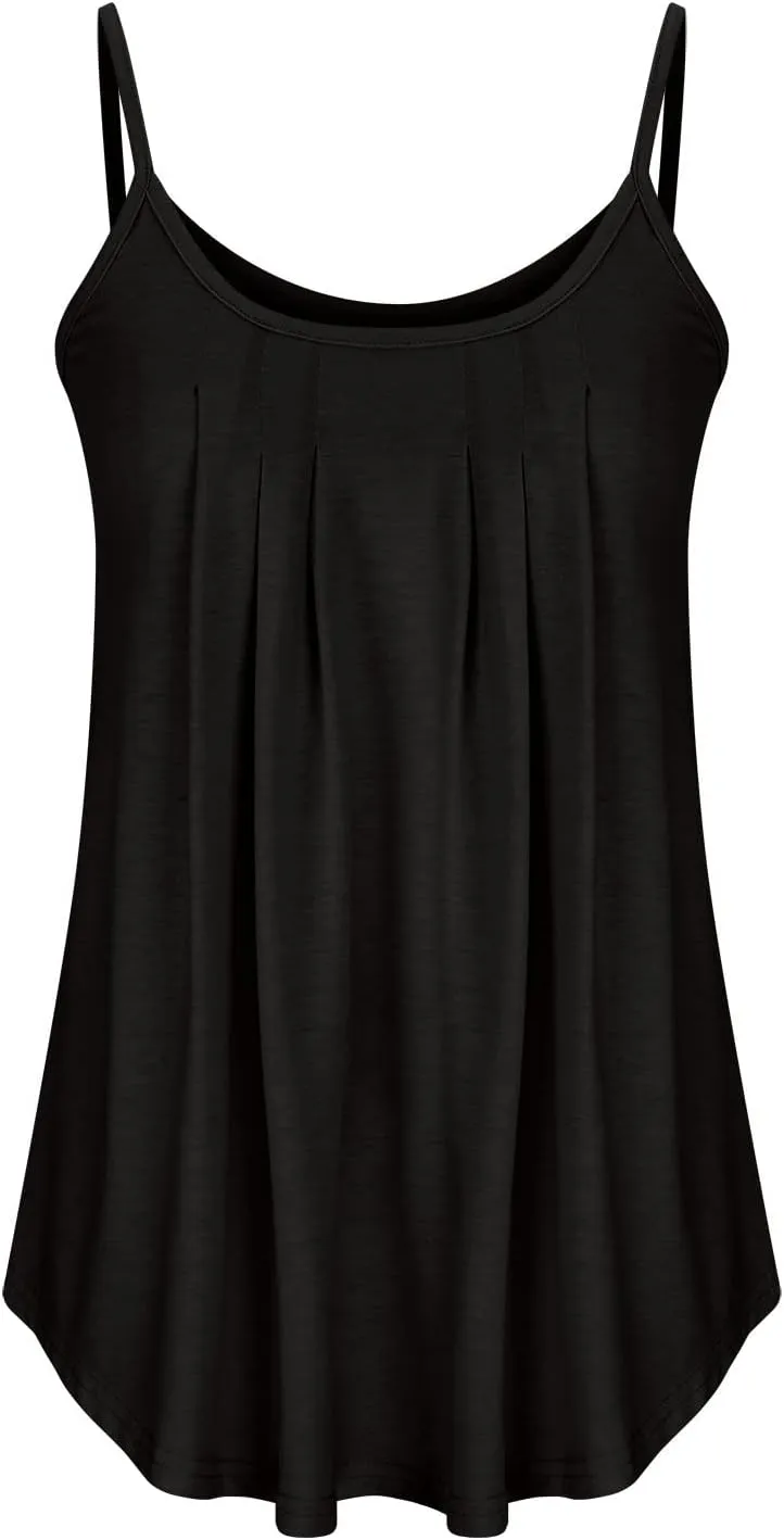 Summer Trendy Pleated Tank Tops for Women Casual Loose Fit Camisole Cute Tunic Top 2025 Fashion Vacation Outfits